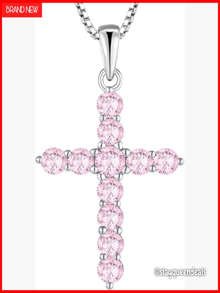 Sterling Silver Cross Necklace Pendant Tourmaline Jewelry Gift